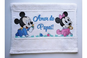 TOALHA DE BOCA OU ESCOLAR MICKEY E MINIE BEBÊ